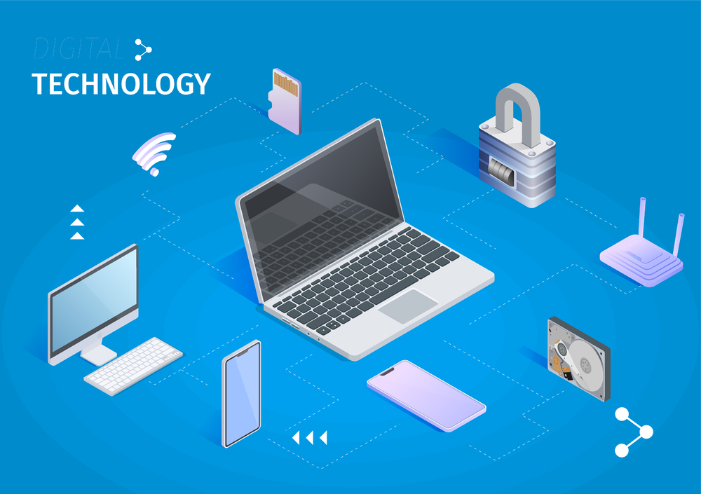 數(shù)字技術(shù)水平橫幅云計(jì)算和存儲(chǔ)抽象的設(shè)計(jì)理念筆記本電腦云和中央處理器托管和數(shù)據(jù)處理3D等距矢量圖數(shù)字技術(shù)橫幅云計(jì)算存儲(chǔ)