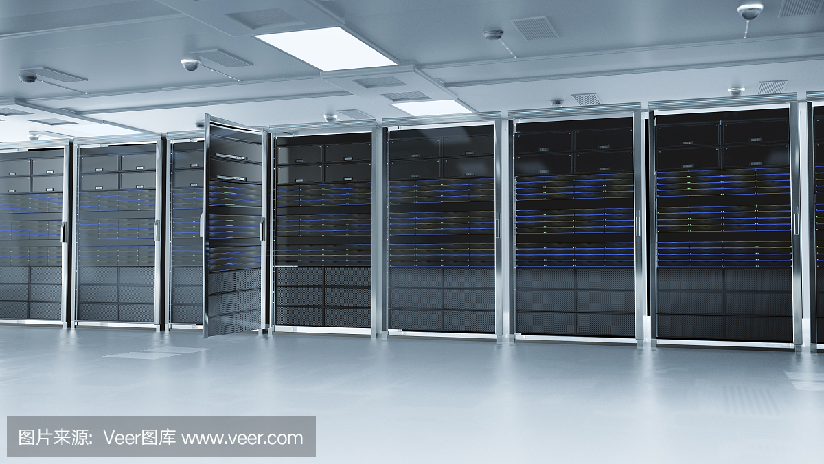 服務器室或服務器計算機。3 d渲染。